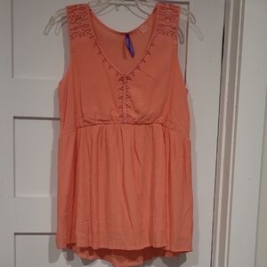 Seraphine Maternity Embroidered Coral Sleeveless Top NWOT